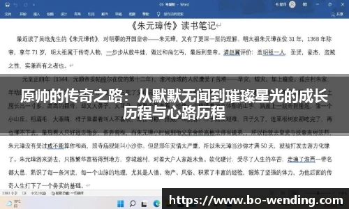 原帅的传奇之路：从默默无闻到璀璨星光的成长历程与心路历程